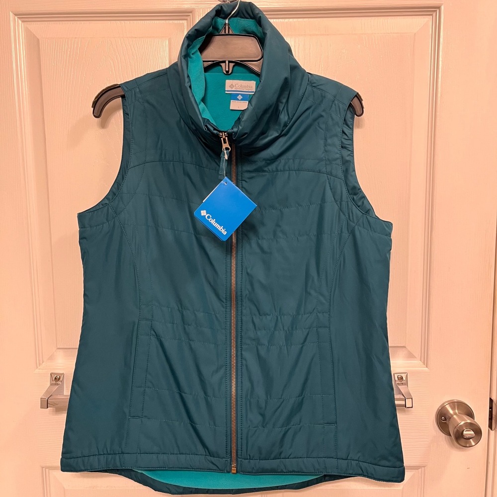 Columbia Shining Light II Vest Womens Large Teal Blue Quilted Puffer AL1523-314